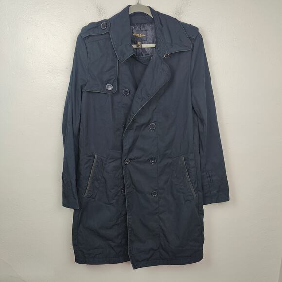 Roberto‎ Cavalli x H&M Trench Coat Mens 38R Black Jacket Canvas Designer Collab - Picture 1 of 9